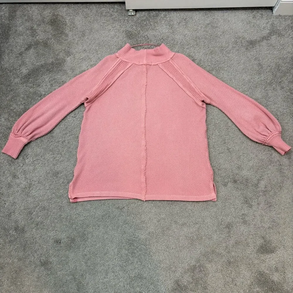 FP We The Free She’s A Keeper Mock Neck Puff Sleeve Pink Size XS